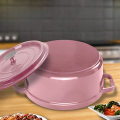 SOGA 2X Cast Iron 24cm Enamel Porcelain Stewpot Casserole Stew Cooking Pot With Lid Pink