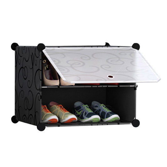 SOGA 2 Tier Shoe Rack Organizer Sneaker Footwear Storage Stackable Stand Cabinet Portable Wardrobe with Cover