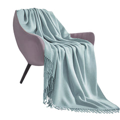 SOGA Grey Acrylic Knitted Throw Blanket Solid Fringed Warm Cozy Woven Cover Couch Bed Sofa Home Decor