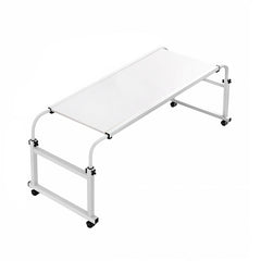 SOGA 120x45cm White Cross Bed Movable Desk Table w/ Adjustable Length & Height