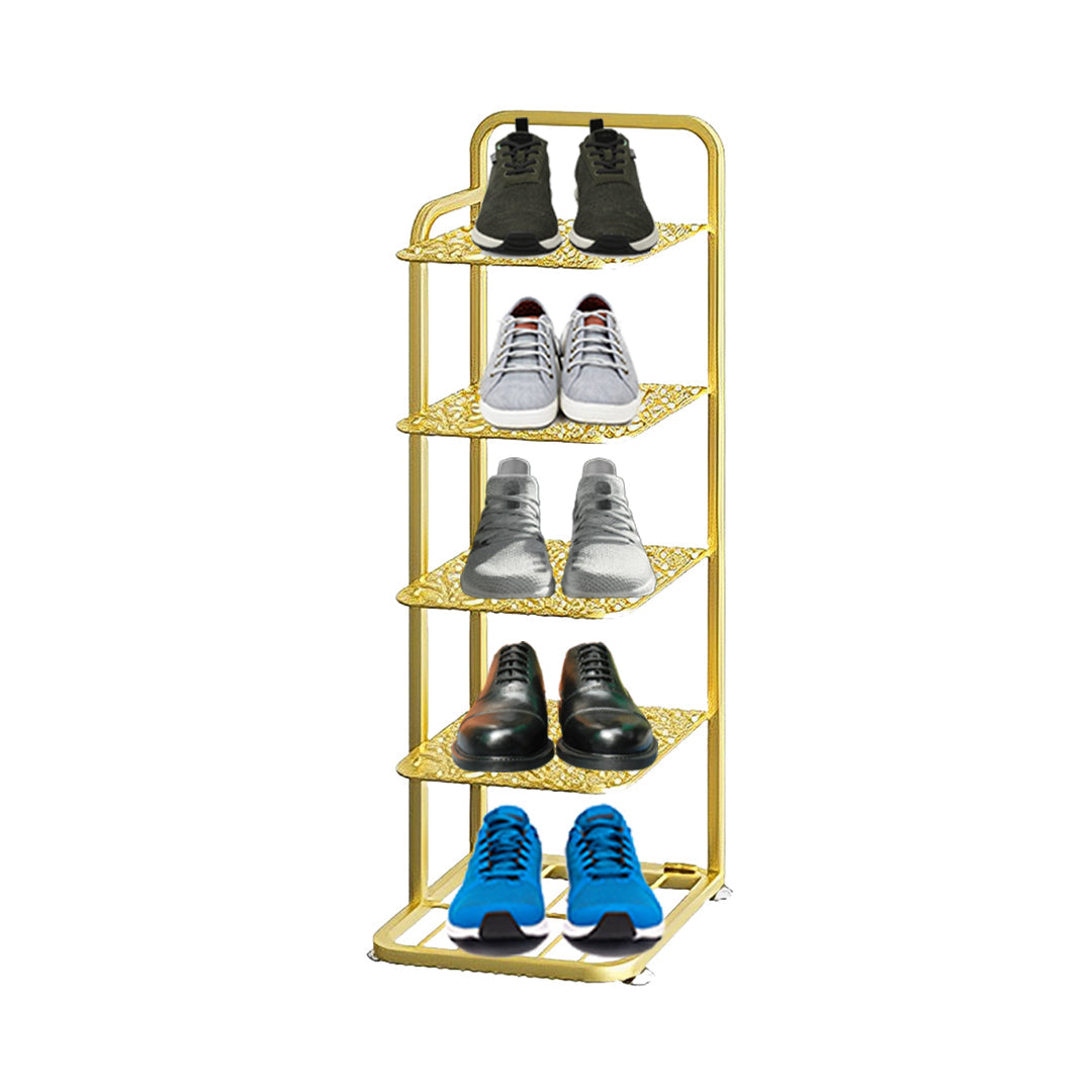 SOGA 5 Tier Gold Plated Metal Shoe Organizer Space Saving Portable Footwear Storage Shelf