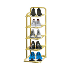 SOGA 5 Tier Gold Plated Metal Shoe Organizer Space Saving Portable Footwear Storage Shelf