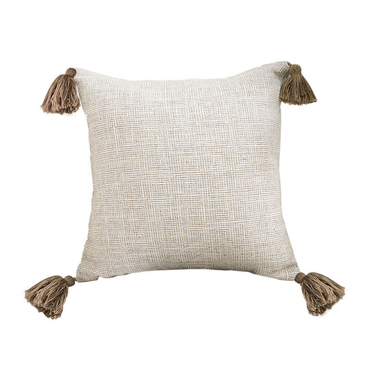 SOGA 45cm Beige Pillow Textured Throw Cover, Luxurious Rib Knit Ribbed Cotton Throw Pillow