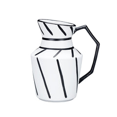 SOGA 23.5x19.5cm Ornament Modern Ceramic Decorative Pitcher Striped Vase with Handle with Geometric Design for Home Décor