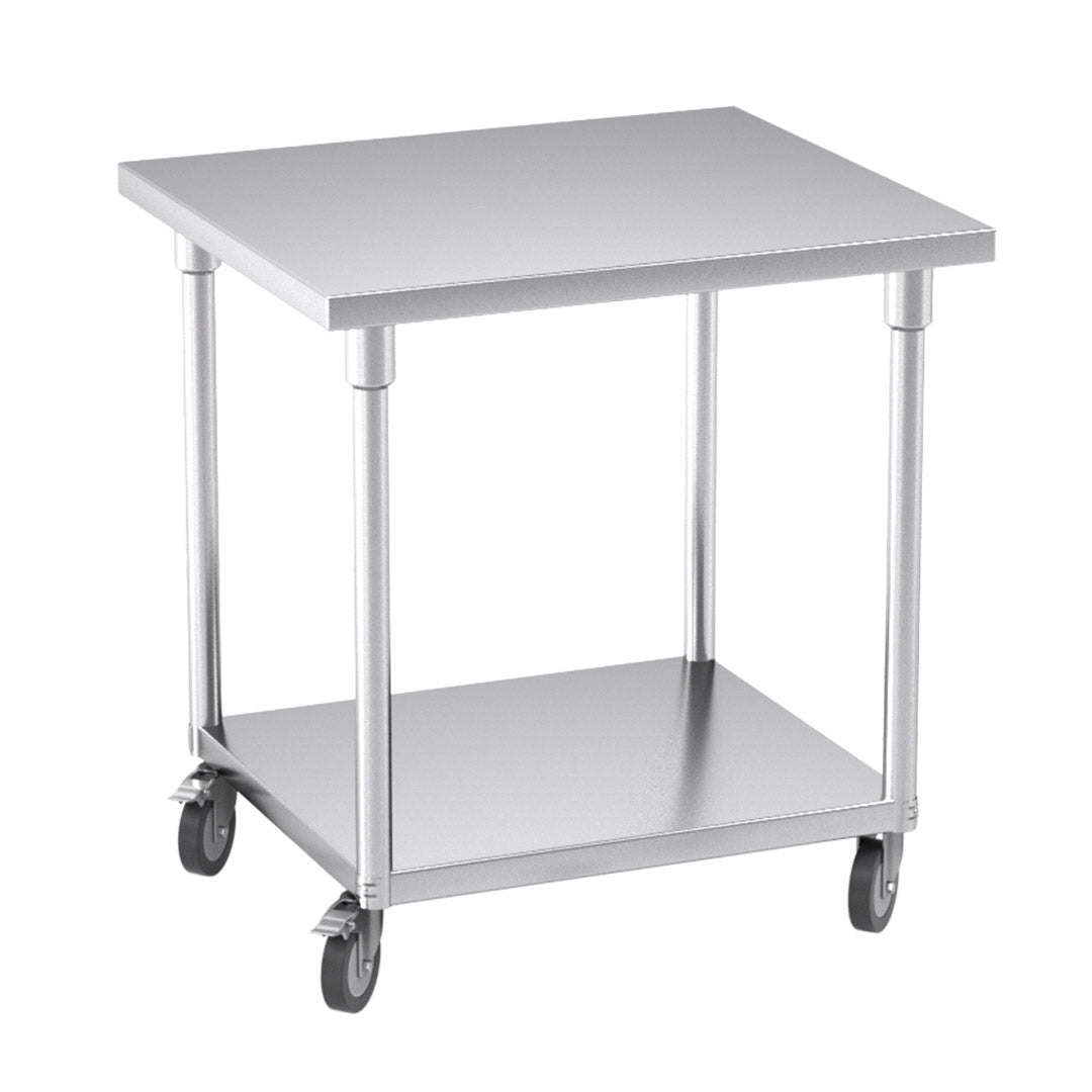 SOGA 80cm Commercial Catering Kitchen Stainless Steel Prep Work Bench Table with Wheels