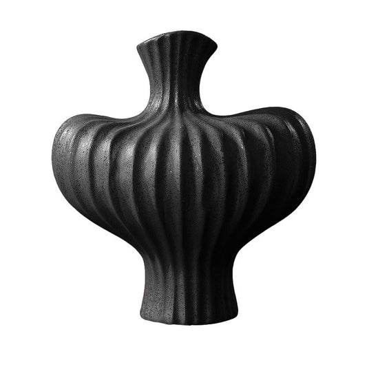 SOGA 28X30cm Ornament Large Matte Black Vases Countertop Decoration Accessories Porch Crafts Home Decor