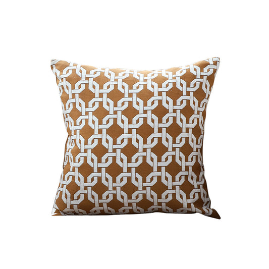 SOGA 45cm Brown Checkered Chain Jacquard Square Pillow Decorative Cushion for Living Room