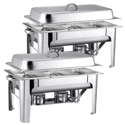 SOGA 2X 9L Stainless Steel 3 Pans Bain-marie Chafing Catering Dish Buffet Food Warmer