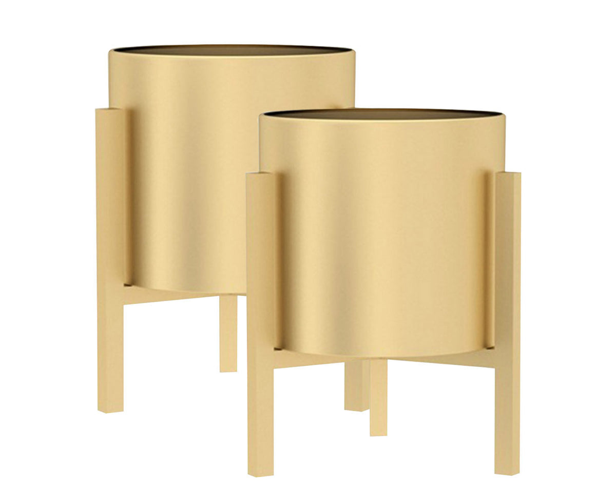 SOGA 2X 30CM Gold Metal Plant Stand with Flower Pot Holder Corner Shelving Rack Indoor Display