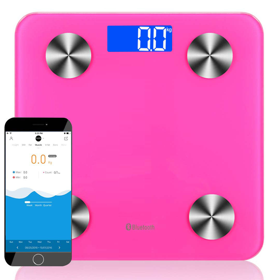 SOGA Wireless Bluetooth Digital Body Fat Scale Bathroom Health Analyser Weight Pink