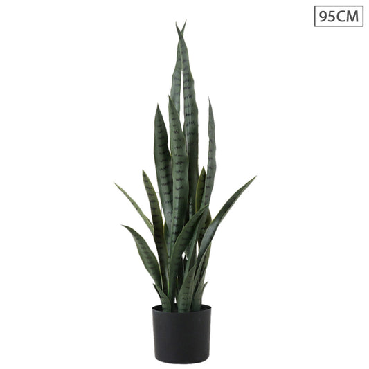 SOGA 95cm Sansevieria Snake Artificial Plants with Black Plastic Planter Greenery, Home Office Decor