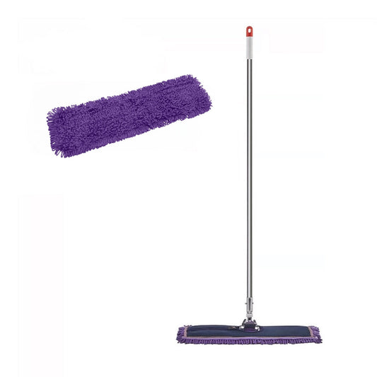 SOGA 90cm Purple Microfiber Flat Mop Floor Cleaning Pads Rotating Dust Remover