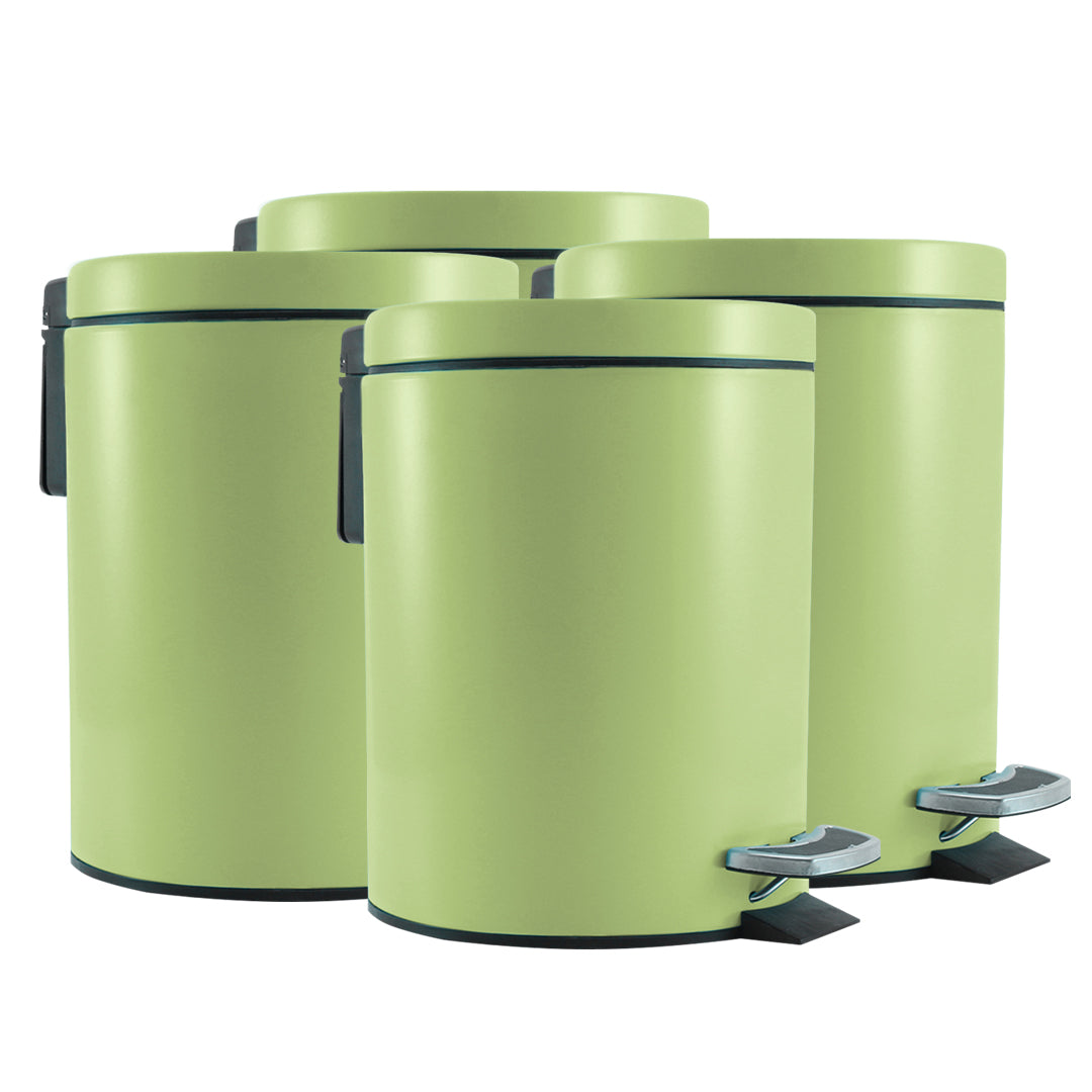 SOGA 4X Foot Pedal Stainless Steel Rubbish Recycling Garbage Waste Trash Bin Round 12L Green