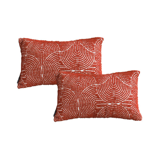 SOGA 2X 30cm Cinnabar Pillow Perfect Burnt Indoor/Outdoor Corded Throw Orange Set Lumbar Throw Pillow