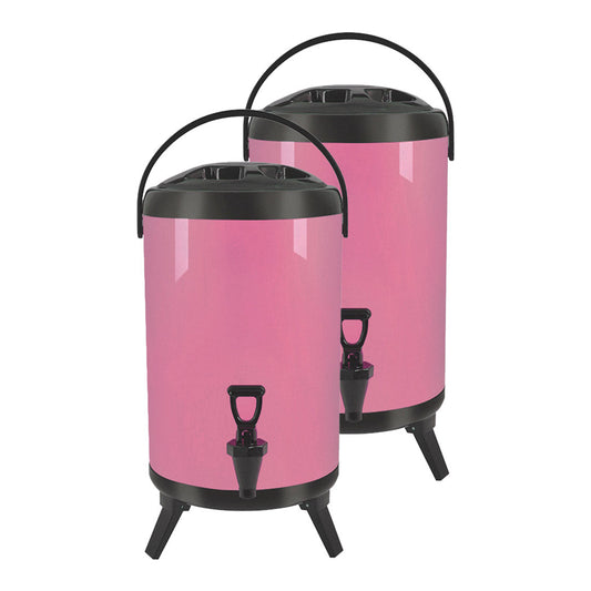 SOGA 2X 16L Stainless Steel Insulated Milk Tea Barrel Hot and Cold Beverage Dispenser Container with Faucet Pink