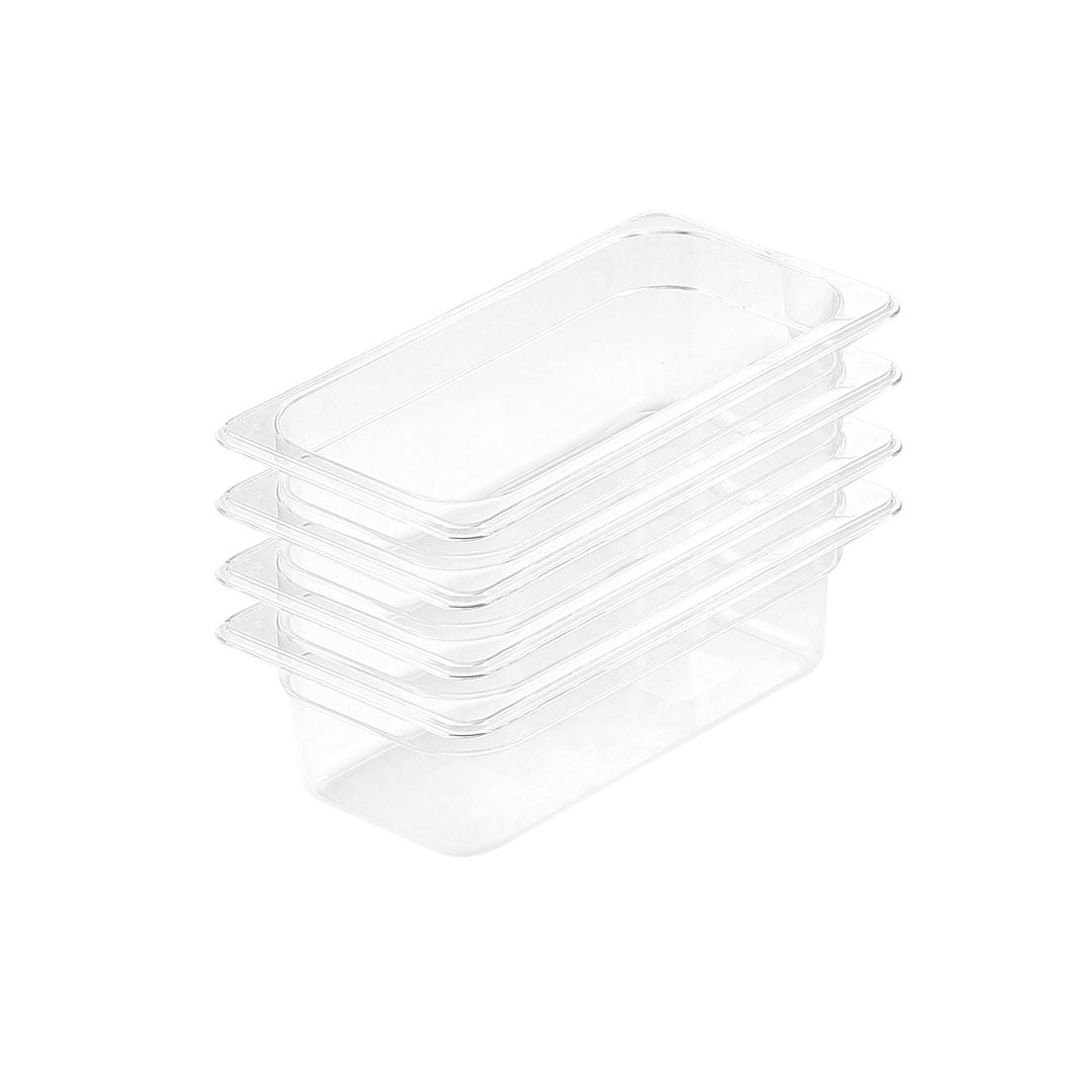 SOGA 100mm Clear Gastronorm GN Pan 1/3 Food Tray Storage Bundle of 4