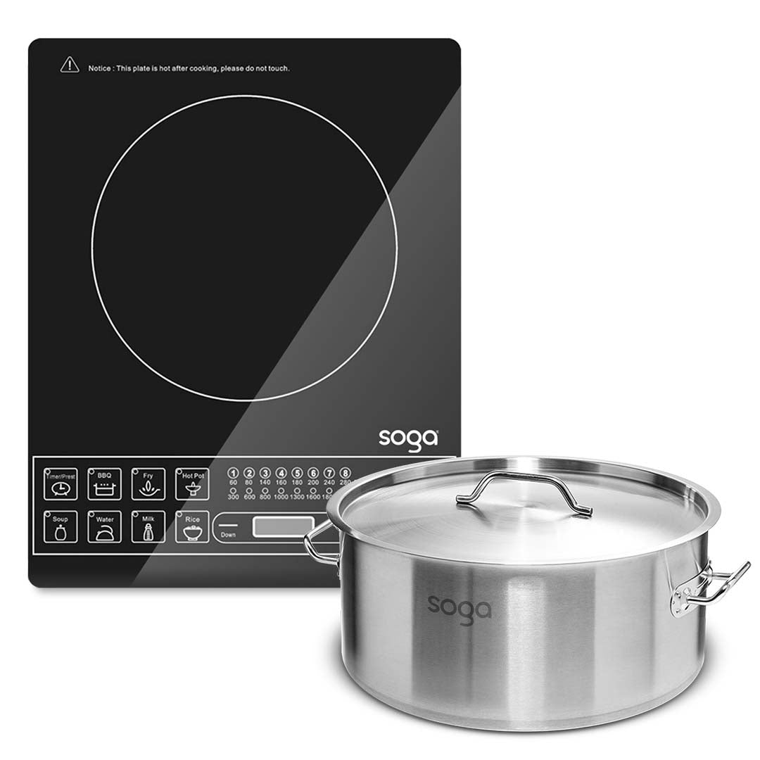 SOGA Electric Smart Induction Cooktop and 14L Stainless Steel Stockpot