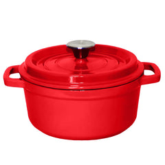 SOGA Cast Iron Enamel Porcelain Stewpot Casserole Stew Cooking Pot With Lid 5L Red 26cm