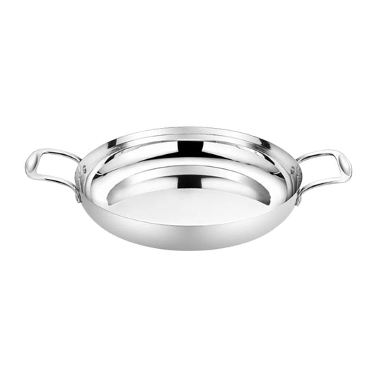 SOGA 36cm Flat Base Seafood Dry Pot in Elegant Silver Finish with Durable for Kitchen Essential