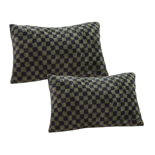 SOGA 2X 30cm Urban Light Luxury Dark Green Checkered Lumbar Throw Pillow