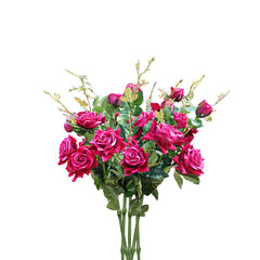 SOGA 8 Bunch Artificial Silk Rose 5 Heads Flower Fake Bridal Bouquet Table Decor Pink