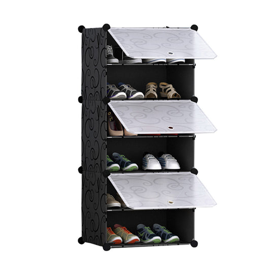 SOGA 6 Tier Shoe Rack Organizer Sneaker Footwear Storage Stackable Stand Cabinet Portable Wardrobe with Cover