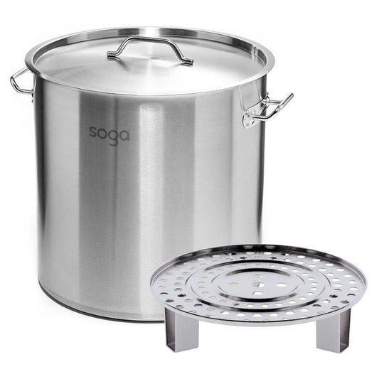 SOGA 50L Stainless Steel Stock Pot with One Steamer Rack Insert Stockpot Tray