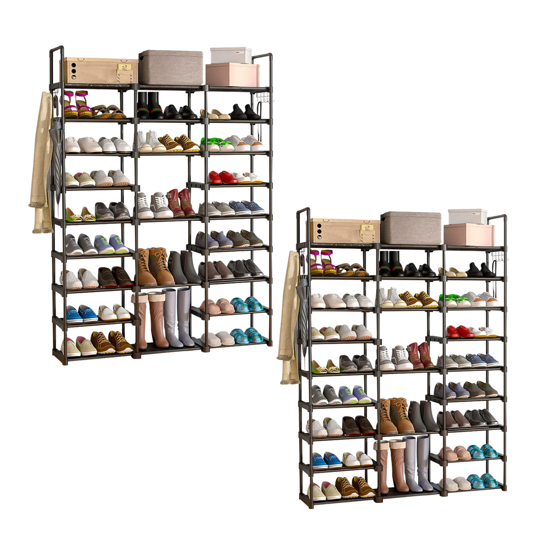 SOGA 2X 21-Shelf Tier Shoe Storage Shelf Space-Saving Caddy Rack Organiser with Handle