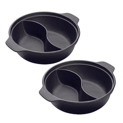 SOGA 32CM Round Cast Iron Shabu Shabu Hotpot Beef Chicken Stew Wok Two-Flavor Division