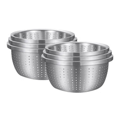 SOGA 2X Stainless Steel Nesting Basin Colander Perforated Kitchen Sink Washing Bowl Metal Basket Strainer Set of 3