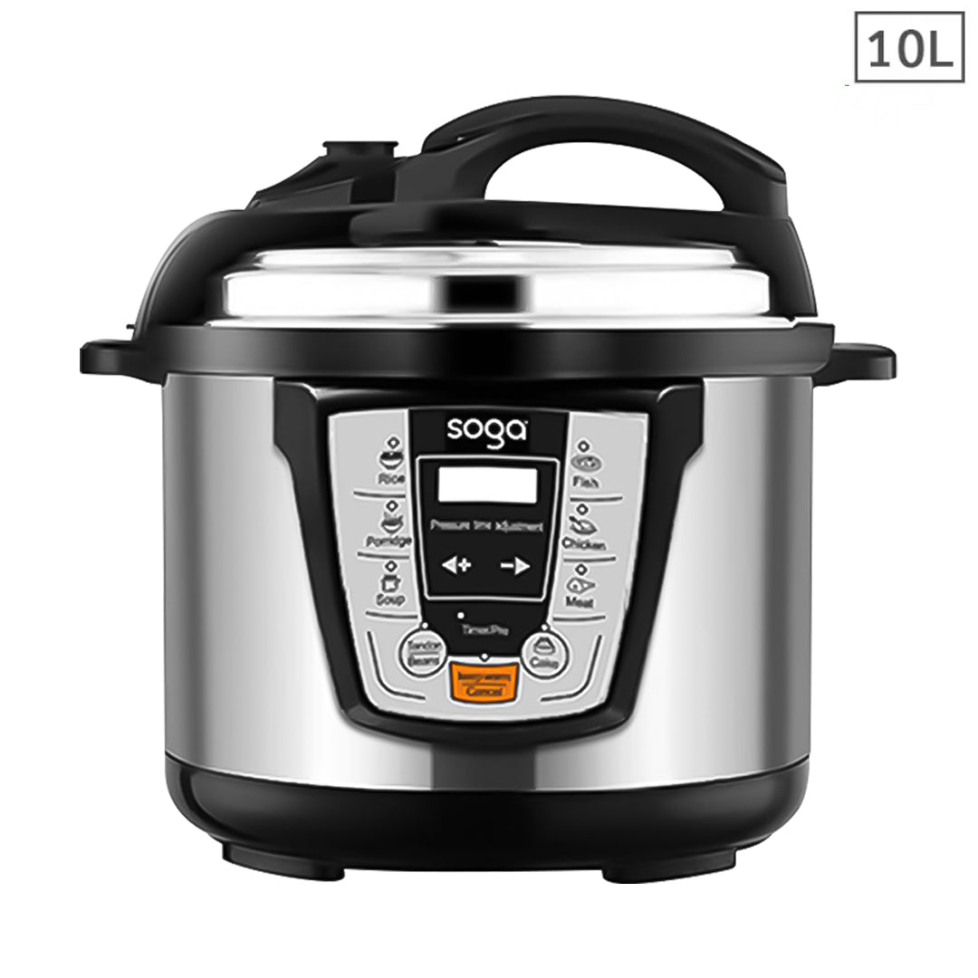 SOGA Electric Stainless Steel Pressure Cooker 10L 1600W Multicooker 16