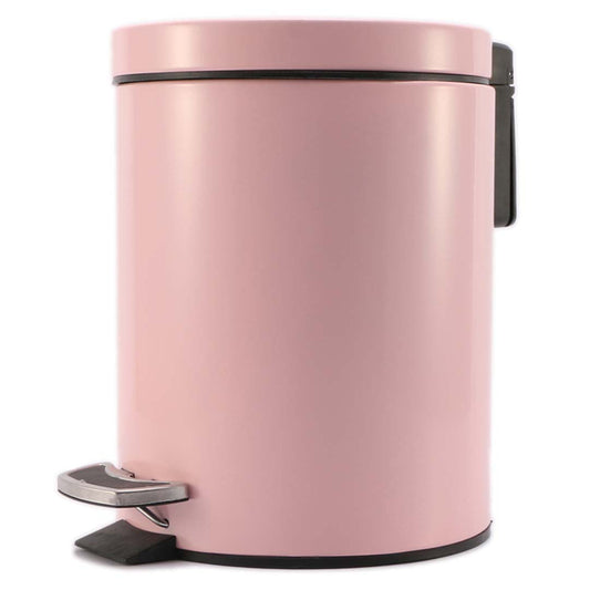 SOGA Foot Pedal Stainless Steel Rubbish Recycling Garbage Waste Trash Bin Round 7L Pink