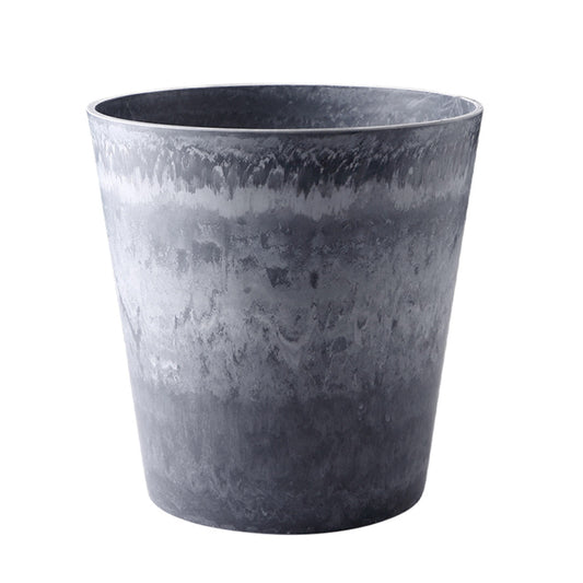 SOGA 37cm Weathered Grey Round Resin Plant Flower Pot in Cement Pattern Planter Cachepot for Indoor Home Office