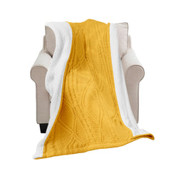 SOGA 200x230cm Throw Blanket Yellow and White Chenille Fleece Knitted Fabric on One Side Soft Suede