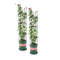 SOGA 2X 133cm 4-Bar Plant Frame Stand Trellis Vegetable Flower Herbs Outdoor Vine Support Garden Rack with Rings