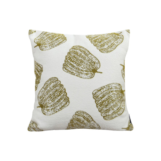 SOGA 50cm Throw Pillow White with Olive Green Autumn Harvest Pumpkin Print Home Decor