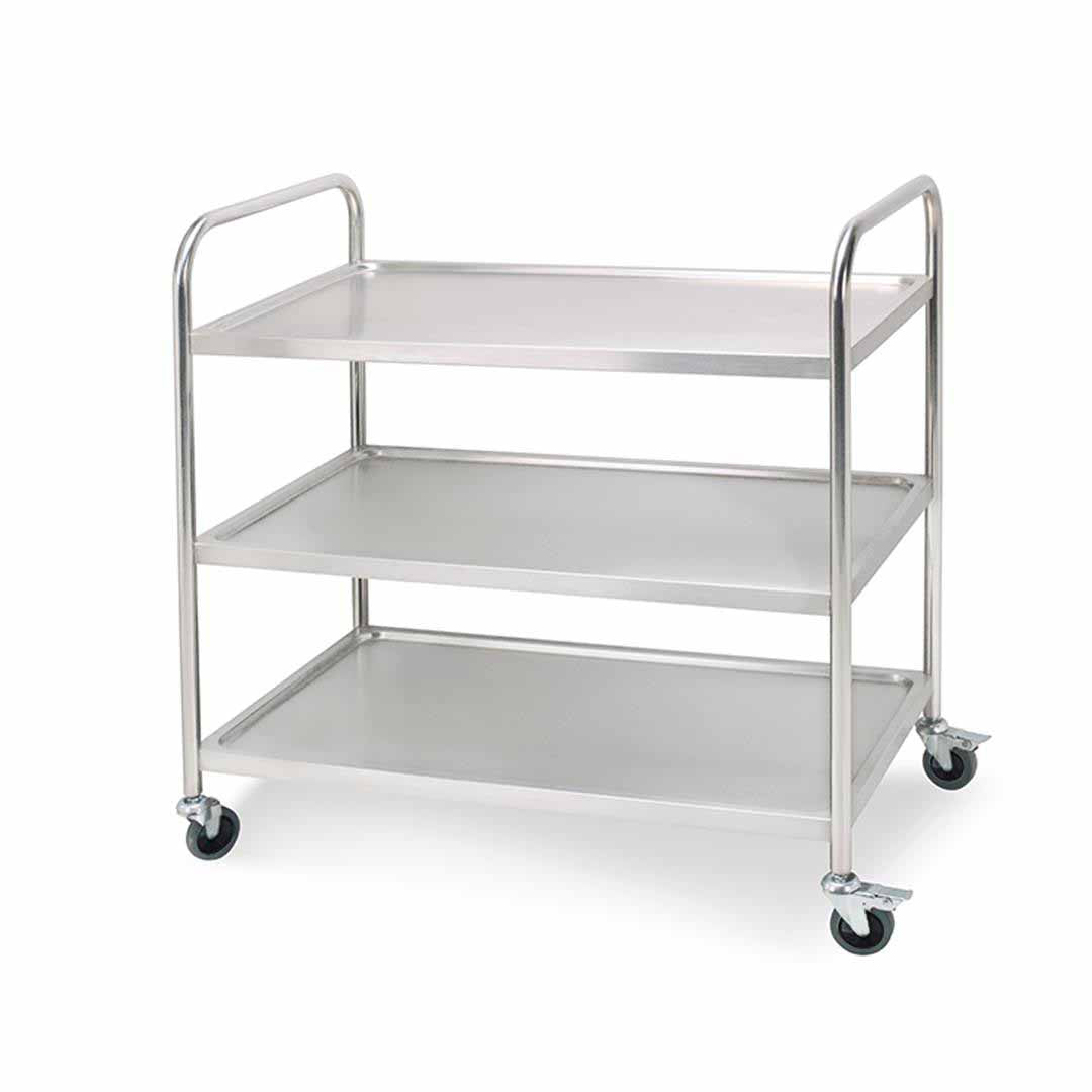 SOGA 3 Tier Stainless Steel Kitchen Dinning Food Cart Trolley Utility Round 86x54x94cm Large