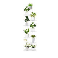 SOGA 8 Tier 9 Pots White Metal Plant Rack Flowerpot Storage Display Stand Holder Home Garden Decor