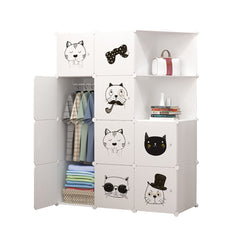 SOGA 10 Cubes White Portable Wardrobe Divide-Grid Modular Storage Organiser Foldable Closet with Doors