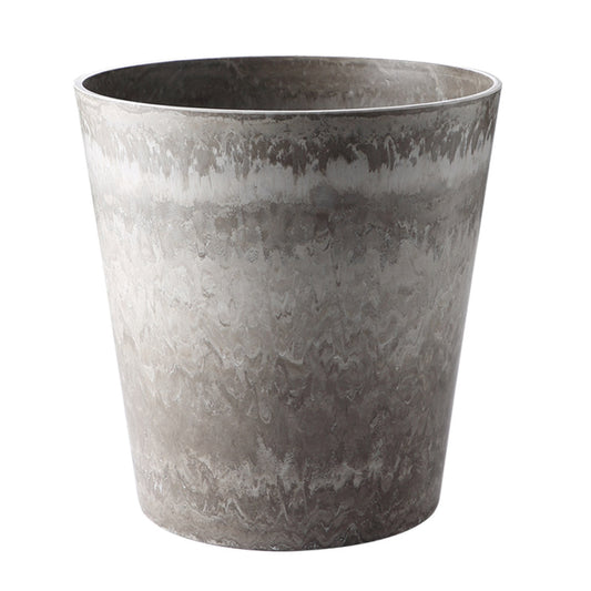 SOGA 32cm Rock Grey Round Resin Plant Flower Pot in Cement Pattern Planter Cachepot for Indoor Home Office