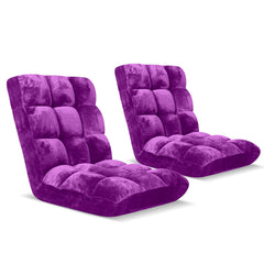 SOGA 2X Floor Recliner Folding Lounge Sofa Futon Couch Folding Chair Cushion Purple