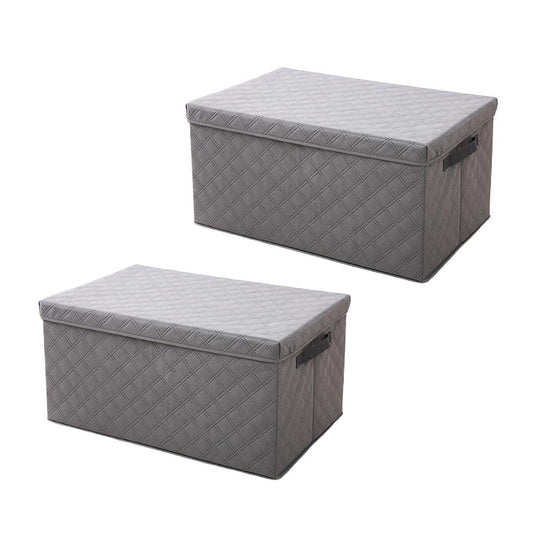 SOGA 2X Large Grey Non-Woven Diamond Quilt Grid Fabric Storage / Organizer Box