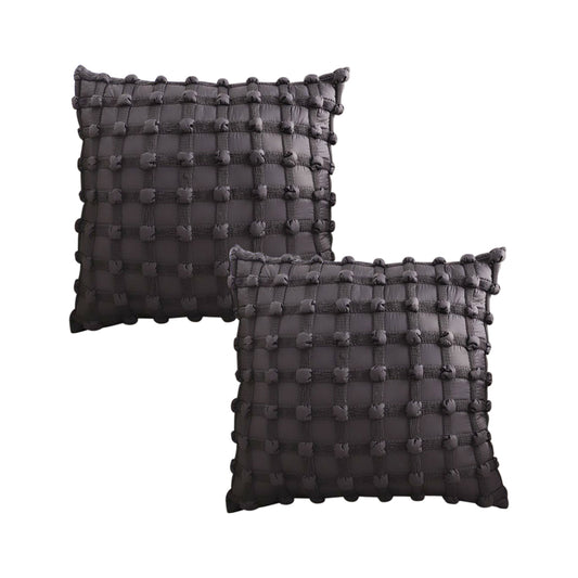 SOGA 2X 45cm Black Medieval style Puff Rivet Square Product Throw Pillow