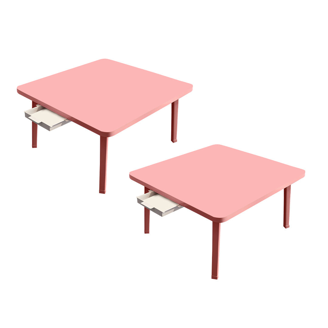 SOGA 2X Pink Portable Floor Table Small Square Space-Saving Mini Desk Home Decor