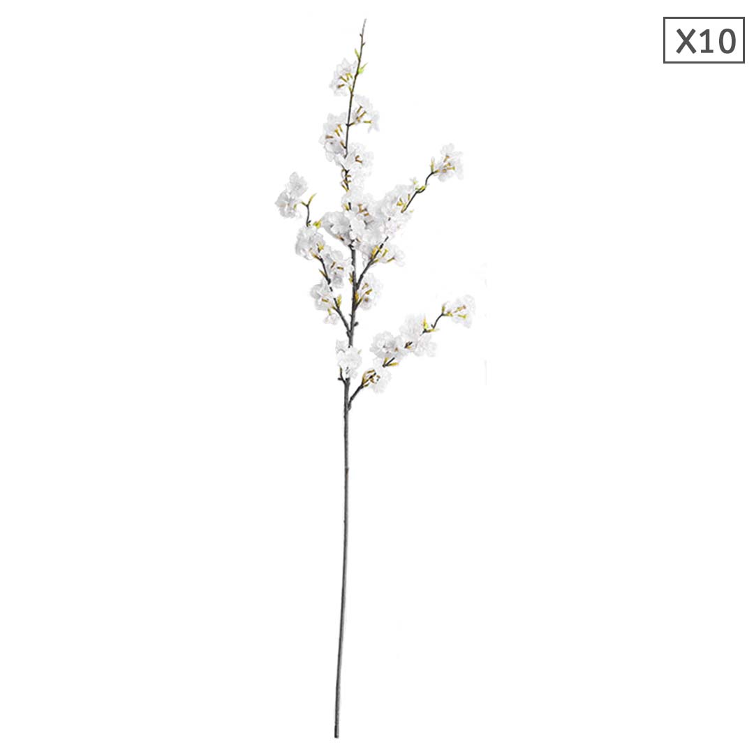 SOGA 10x Artificial Silk Flower Fake Cherry Blossom Bouquet Table Decor White