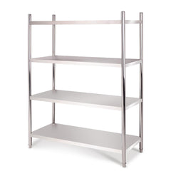 SOGA Stainless Steel 4 Tier Kitchen Shelving Unit Display Shelf Home Office 120CM