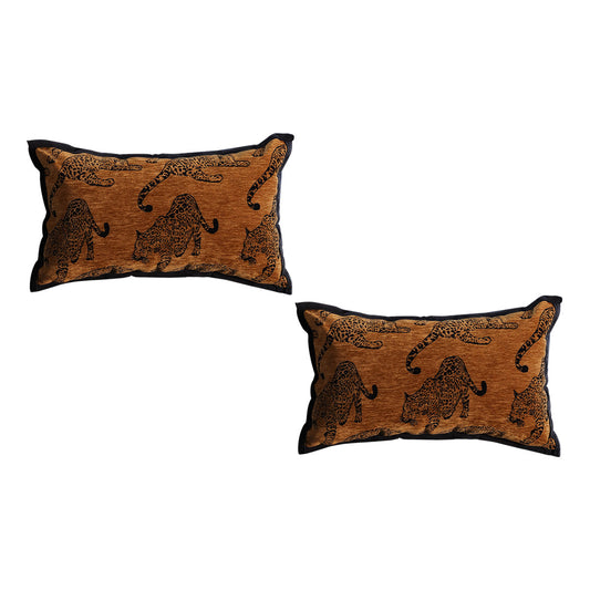 SOGA 2X 30cm Throw Pillow Dark Brown Leopard Lumbar Decorative Cushion for Living Room