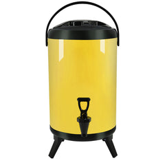 SOGA 16L Stainless Steel Insulated Milk Tea Barrel Hot and Cold Beverage Dispenser Container with Faucet Yellow