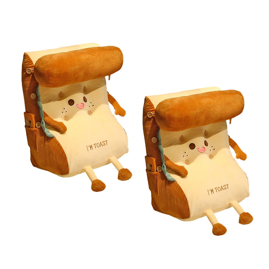 SOGA 2X Cute Face Toast Bread Wedge Cushion Stuffed Plush Cartoon Back Support Pillow Home Decor