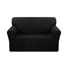 SOGA 2-Seater Black Sofa Cover Couch Protector High Stretch Lounge Slipcover Home Decor